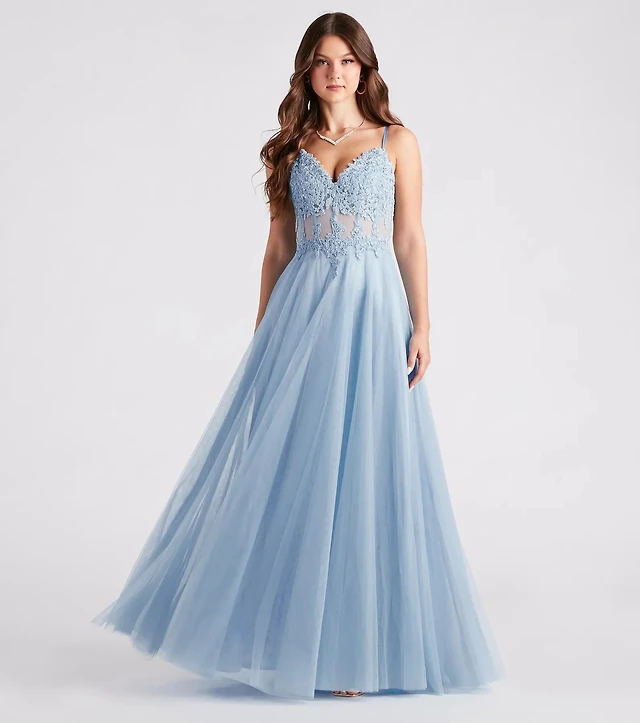 jaci rhinestone embroidered mesh formal dress Windsor ensemble
