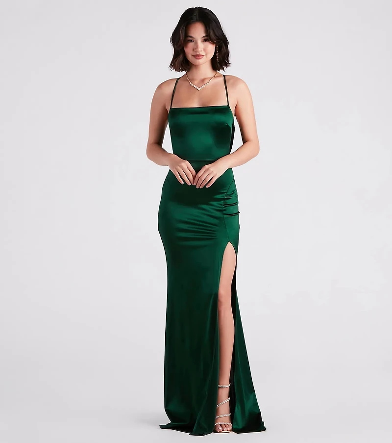 Ilya Satin Backless Mermaid Dress
