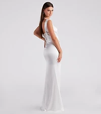 Lo Formal One-Shoulder Satin Corset Dress