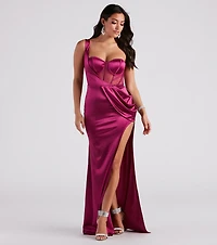 Lo Formal One-Shoulder Satin Corset Dress