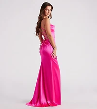 Melinda Satin Lace-Up Formal Dress