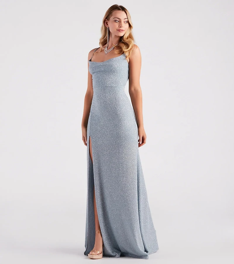 Malinda Formal Glitter A-Line Dress