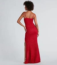 Hayden Ruched Glitter Knit Mermaid Dress