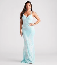 Lyanna Formal Iridescent Sequin Mermaid Dress