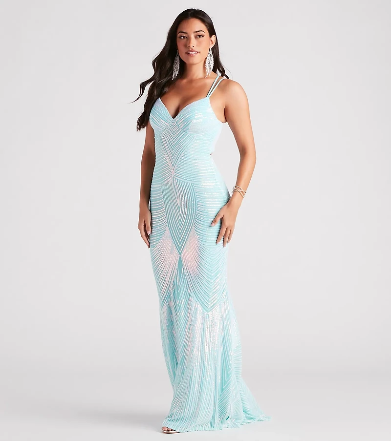 Lyanna Formal Iridescent Sequin Mermaid Dress