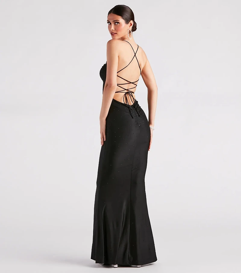 Faye Rhinestone Lace-Up Mermaid Dress