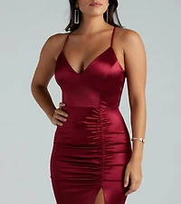 Abigail Ruched Satin Mermaid Dress