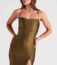 Delia Formal Cowl Neck Long Dress