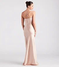 Vanessa Formal Satin Cowl Neck Dress
