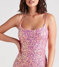 Emmeline Iridescent Sequin A-Line Formal Dress