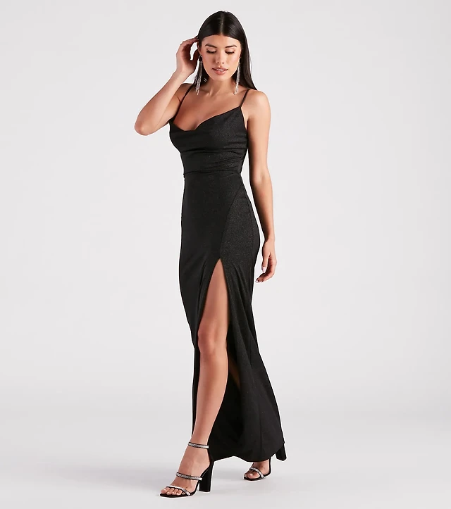 doria formal high slit dress Windsor Shelly High Slit Glitter Knit Formal Dress at Foxvalley Mall in  Aurora, IL