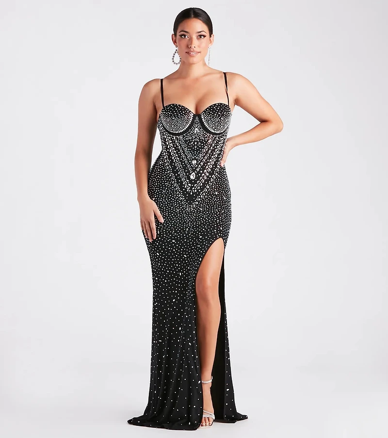 Candice Formal Rhinestone A-Line Long Dress