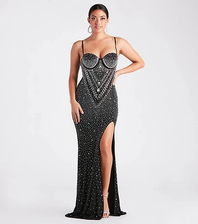 Candice Formal Rhinestone A-Line Long Dress