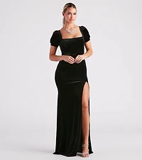 Claudia Formal Velvet Slit Mermaid Dress