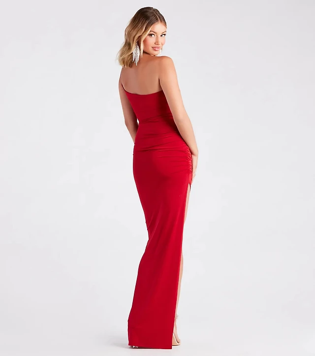 fiona formal one shoulder high slit dress Windsor Fiona Formal One-Shoulder High Slit Dress