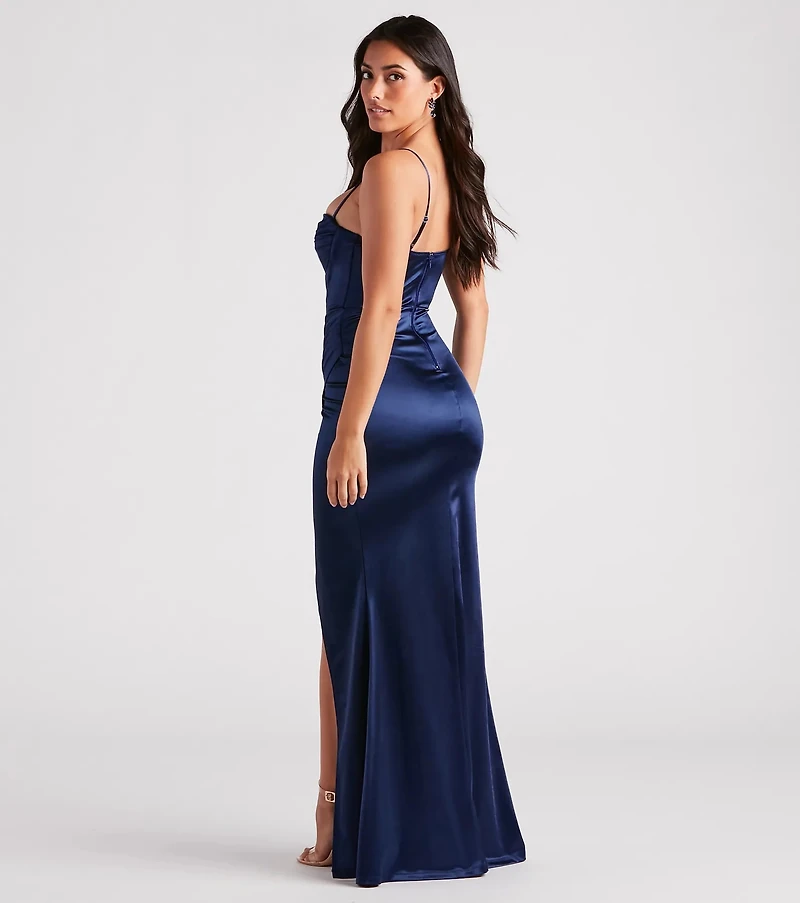 green emerald velvet dress Women's Halter Satin Maxi Dress Sloane main image 0