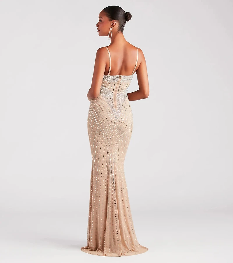Tori Formal Rhinestone Mermaid Long Dress