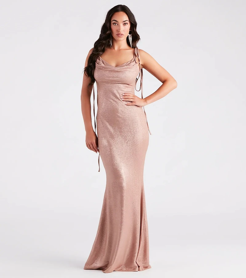 Presley Formal Foiled Metallic Mermaid Dress