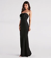 Alissa Bow-Front Glitter Knit Mermaid Dress