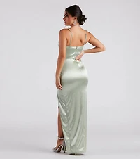 Amelia Formal Satin Embroidered Dress