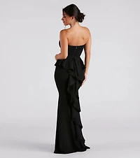 Breanne Strapless Ruffled Back Mermaid Dress