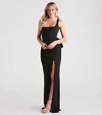 Nevaeh Formal Crepe Bow Mermaid Dress