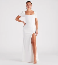 Denali Formal Puff Sleeve Long Dress