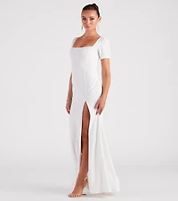 Denali Formal Puff Sleeve Long Dress