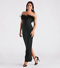 Olivia Formal Marabou Feather Bandage Dress