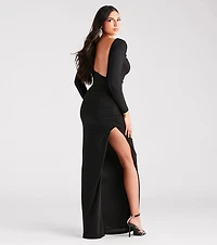 Maddox Formal Open Back Long Sleeve Dress