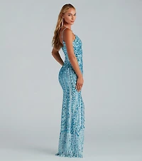 Lyndia Formal Boho Sequin Mermaid Dress