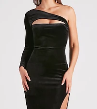 Gracie Formal Velvet Side Slit Dress