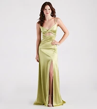 Maisy Cutout High Slit Satin Formal Dress