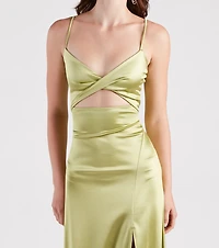 Maisy Cutout High Slit Satin Formal Dress
