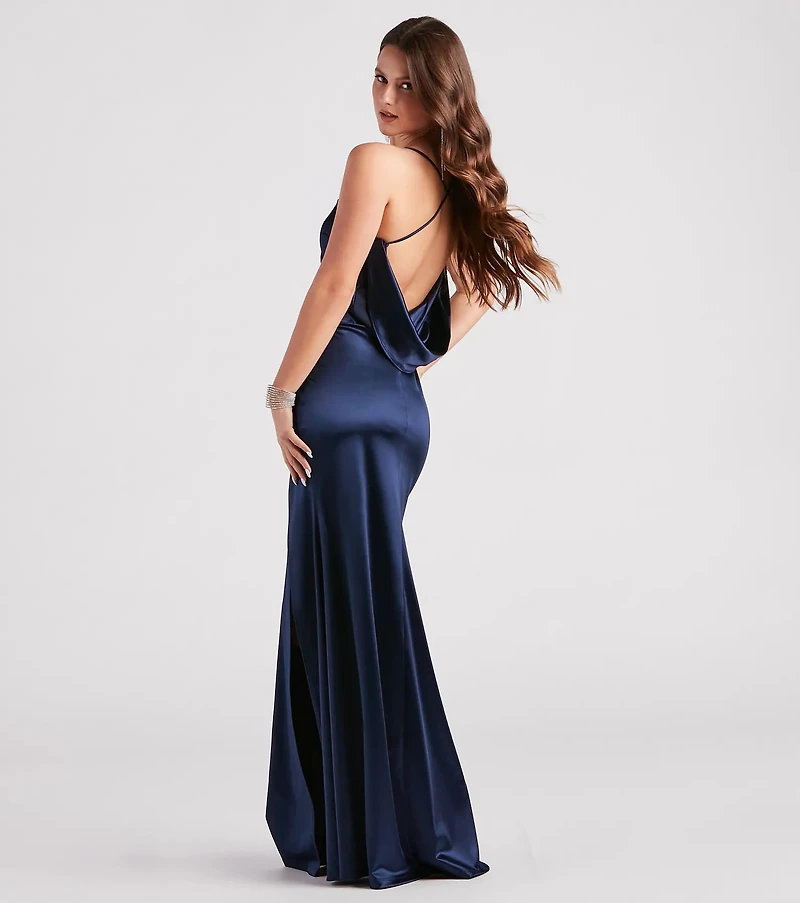 Ilya Satin Backless Mermaid Dress