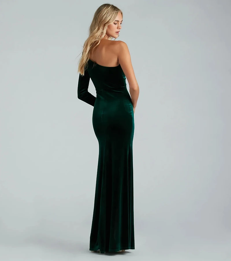 Cheyenne Formal One-Shoulder Velvet Dress