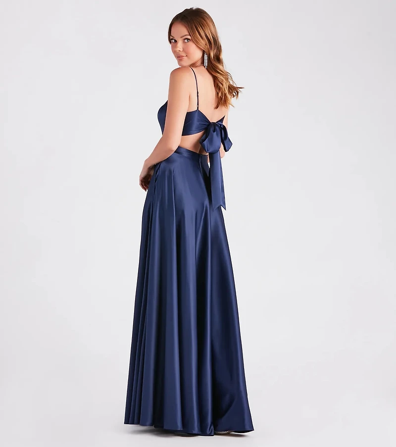 Emilie Satin Tie-Back A-Line Formal Dress