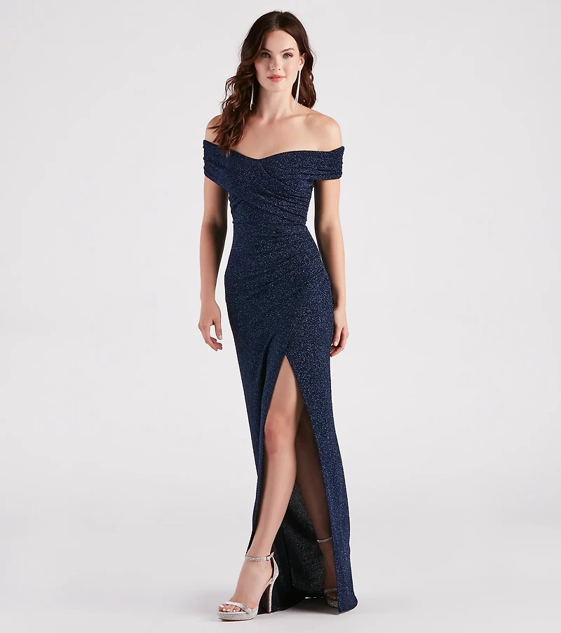 Bebe Formal Glitter Wrap Dress