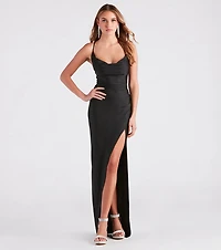 Arabella High Slit Cowl Neck Dress
