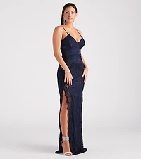 Jessica Formal Lace Slit Long Dress