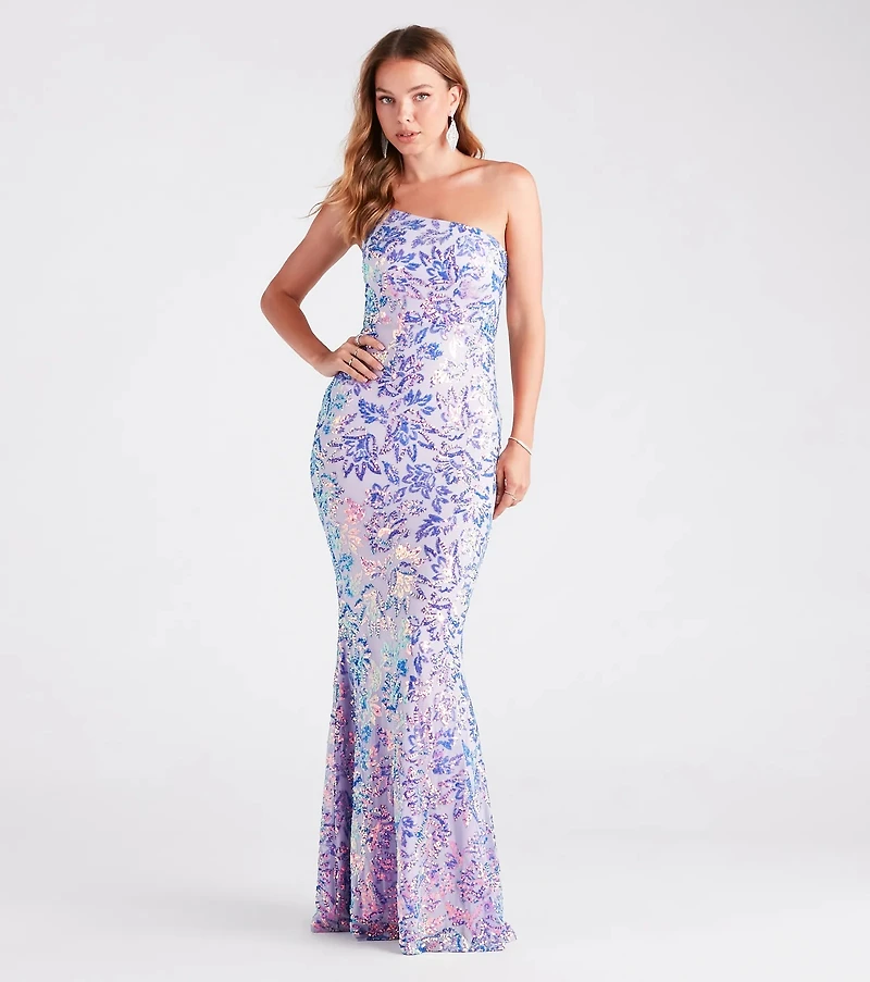 Meredith One-Shoulder Sequin Formal Dress