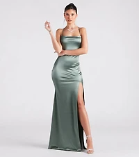 Ilya Satin Backless Mermaid Dress