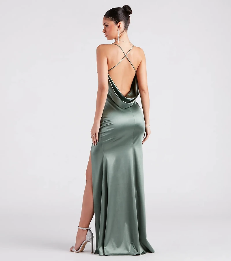 Ilya Satin Backless Mermaid Dress