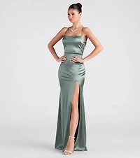 Ilya Satin Backless Mermaid Dress