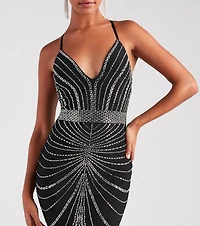 Maisyn Formal Rhinestone V-Neck Long Dress