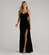 Jaymie Formal Velvet Lace Back Mermaid Dress
