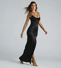 Laverne Formal Satin Lace-Up Column Dress