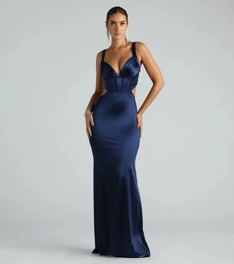 sloane satin corset formal dress Windsor Sloane Satin Corset Formal Dress