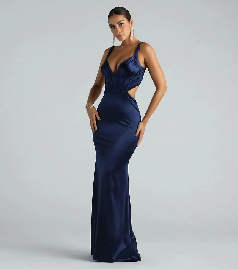 sloane satin corset formal dress Windsor Sloane Satin Corset Formal Dress