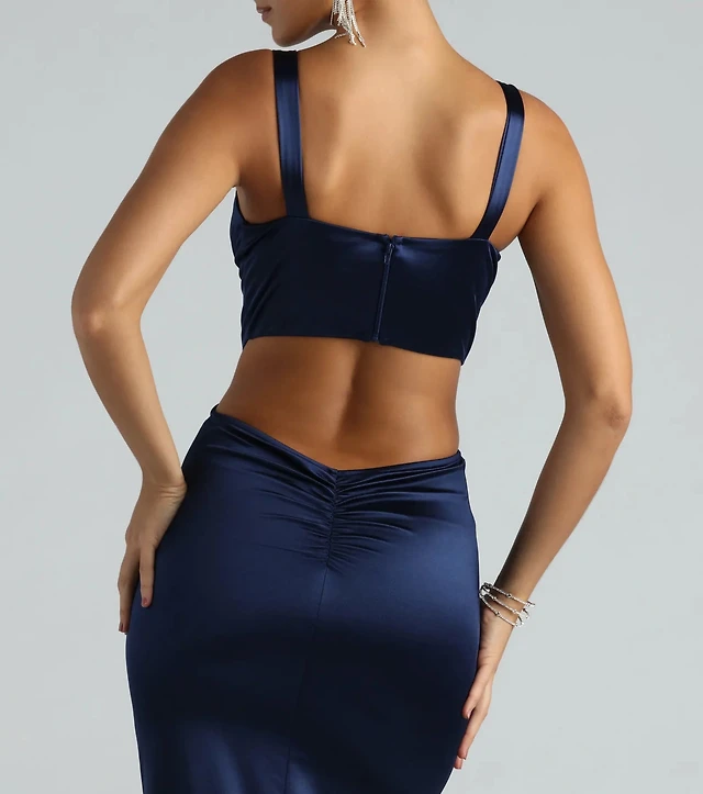 Windsor Sloane Satin Corset Formal Dress at Foxvalley Mall in Aurora, IL